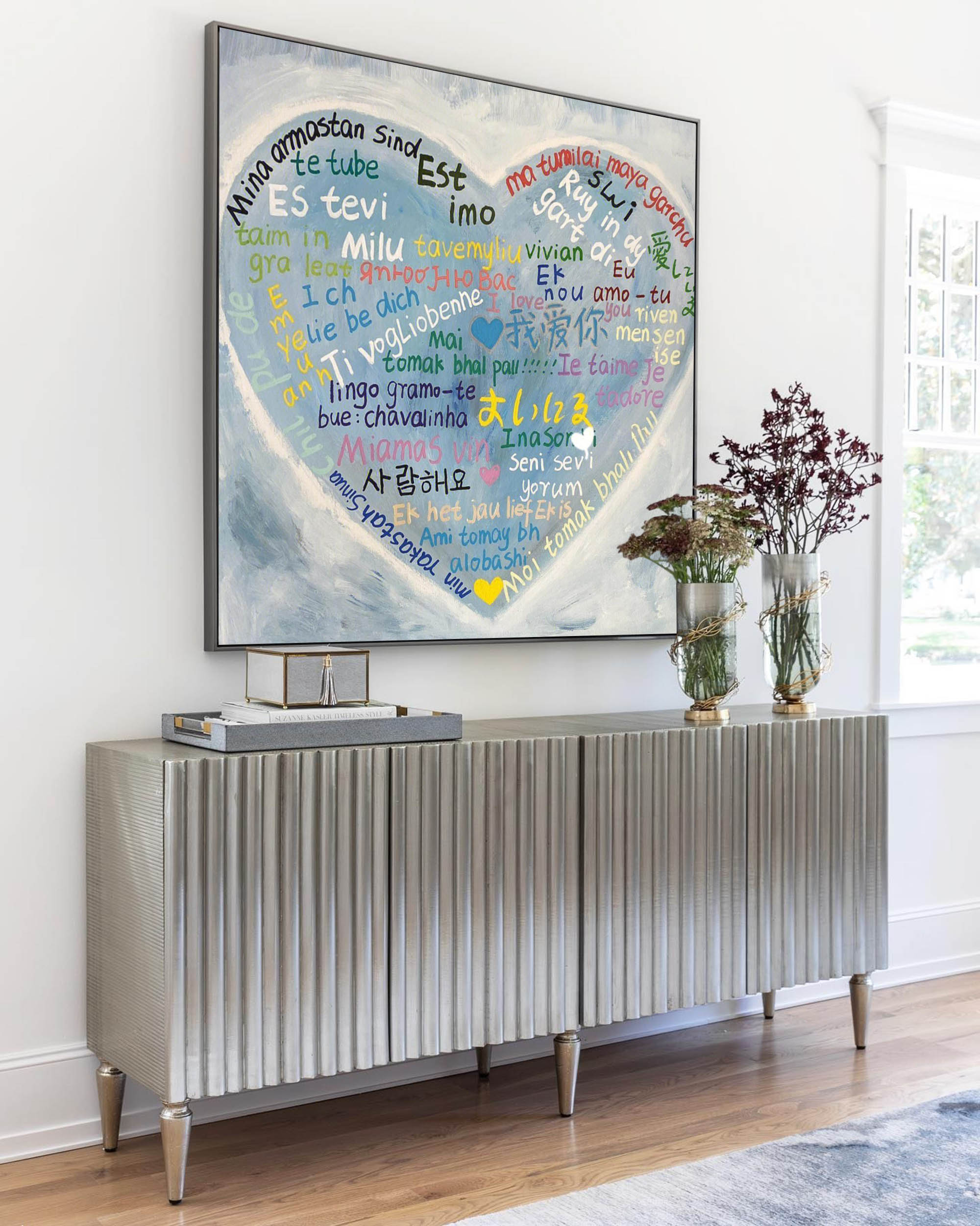 Custom Text Love Canvas Art Texture Love Painting 3D Love Decorative Painting