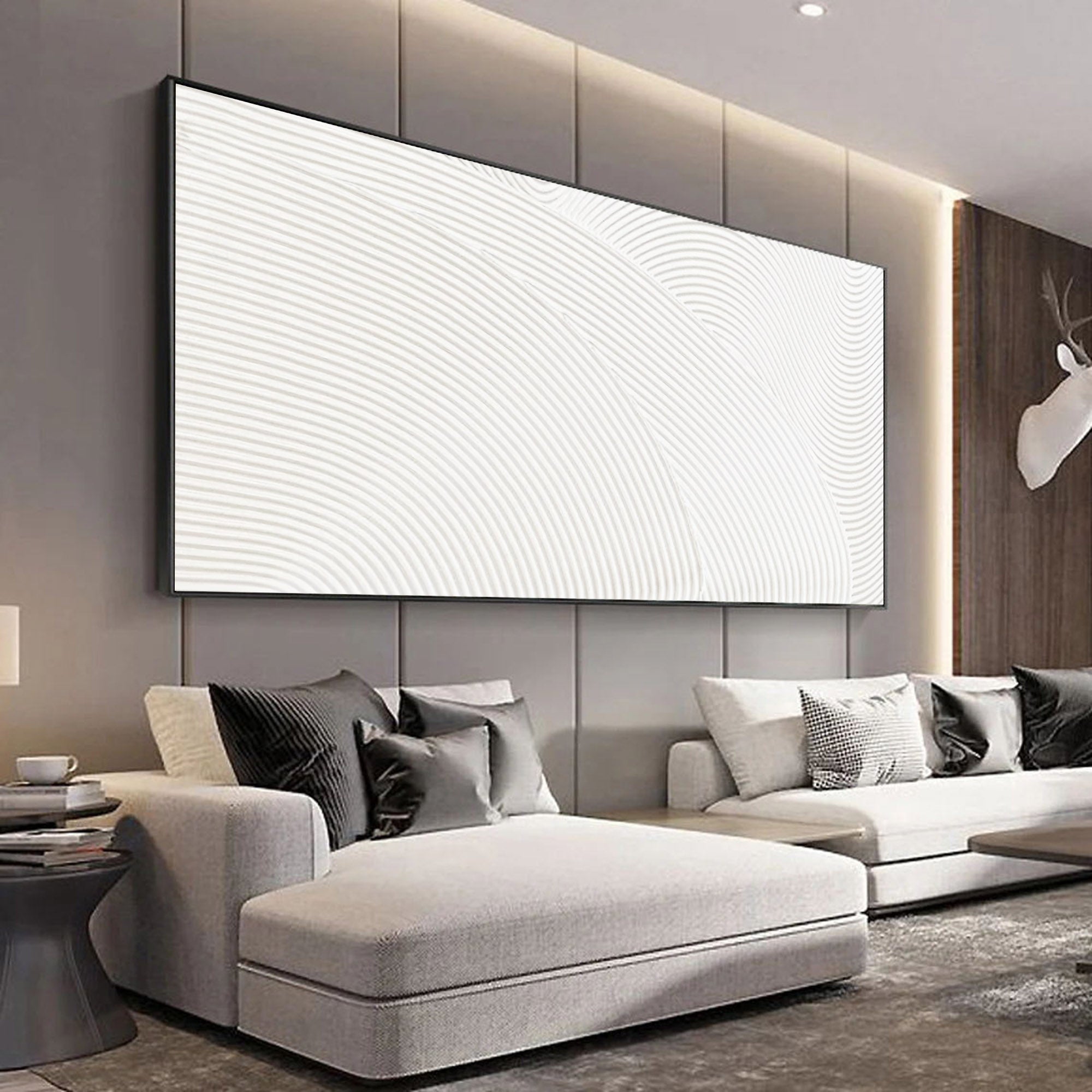 Oversized White 3D Abstract Art Plaster Wall Art 3D Textured Wall Art Living Room Wall Painting