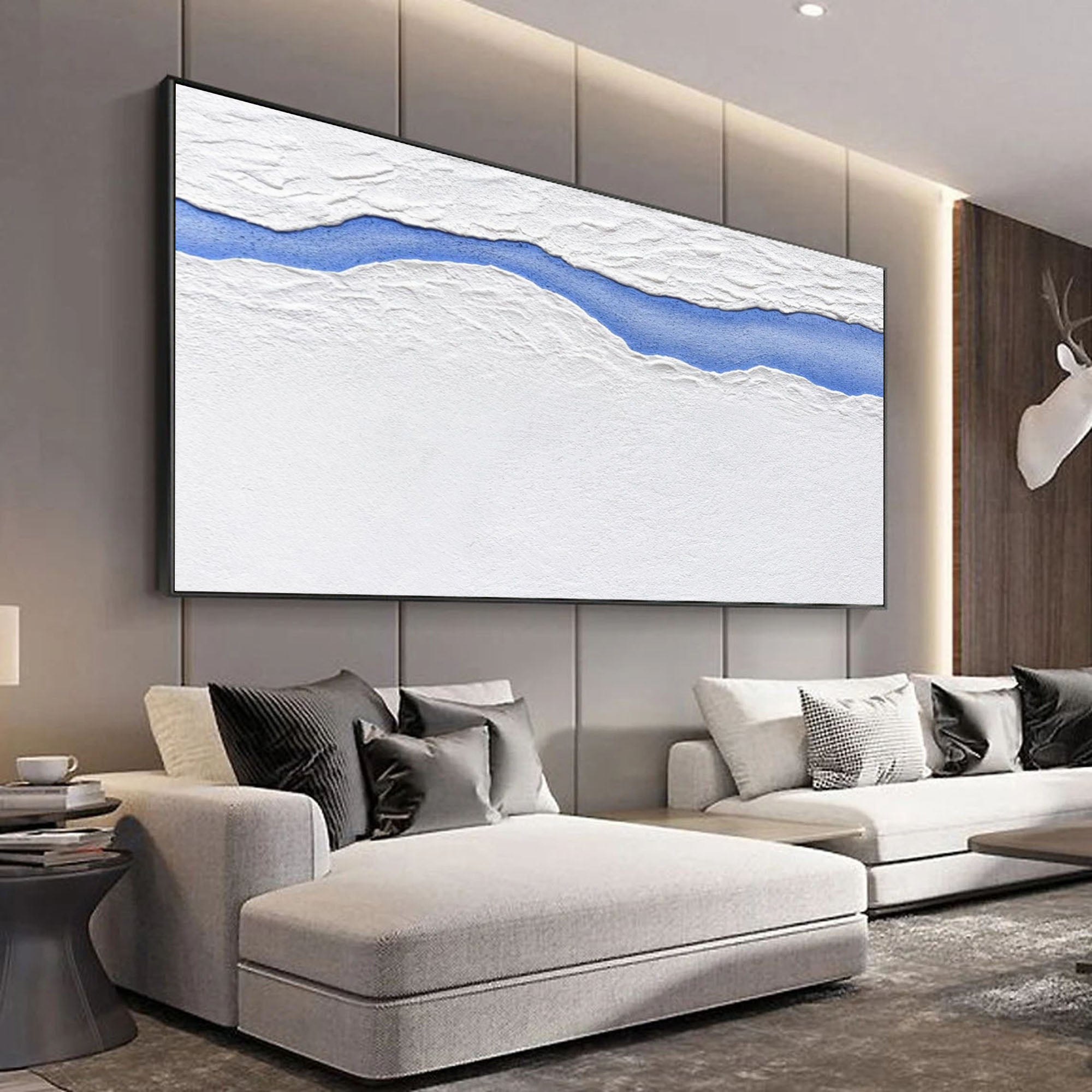 Oversized White 3D Abstract Art Plaster Wall Art Textured Wall Art Living Room Wall Painting On Sale