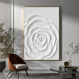 White Flower Plaster Art 3D Plaster Art Plaster Wall Art Plaster Painting On Canvas For Sale