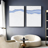 Large White 3D Abstract Art Textured Wall Art Plaster Wall Art Minimalist Canvas Painting Set of 2