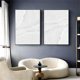 Large White 3D Abstract Art Textured Wall Art Plaster Wall Art Minimalist Canvas Painting Set of 2