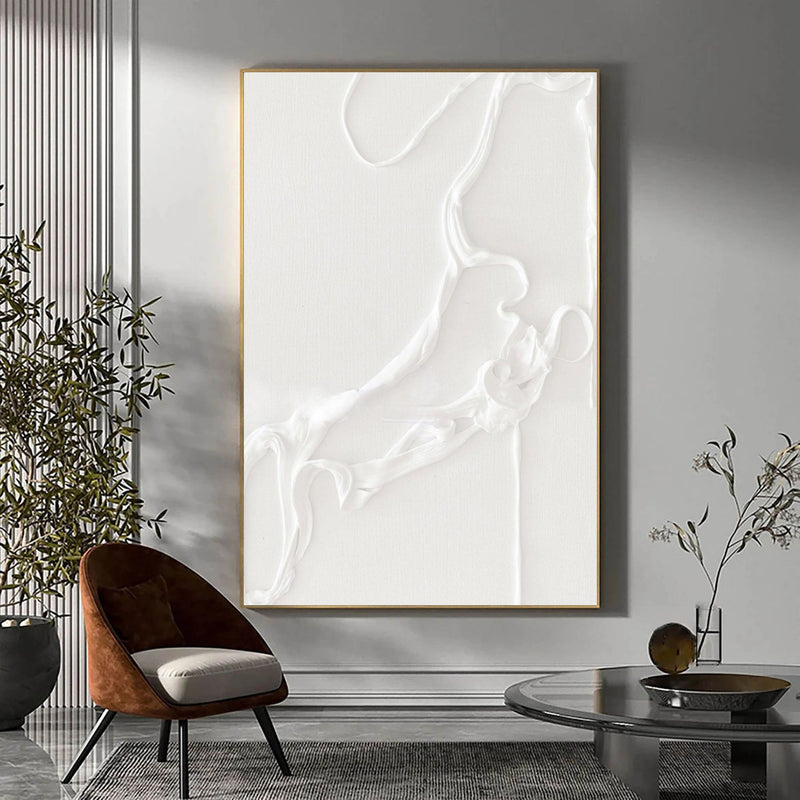 Large White 3D Abstract Art Textured Wall Art Plaster Wall Art Minimalist Art knife Painting on sale