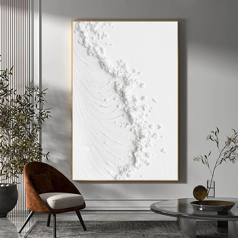 Large White 3D Abstract Art Textured Wall Art Plaster Wall Art Minimalist Art knife Painting on sale