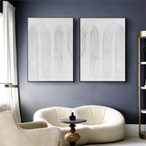 Large White 3D Abstract Art Textured Wall Art Plaster Wall Art Minimalist Canvas Painting Set of 2