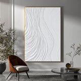 Large White 3D Abstract Art Textured Wall Art Plaster Wall Art Minimalist Art Wall Decor Painting