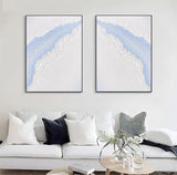 Large White 3D Abstract Art Textured Wall Art Plaster Wall Art Minimalist Canvas Painting Set of 2