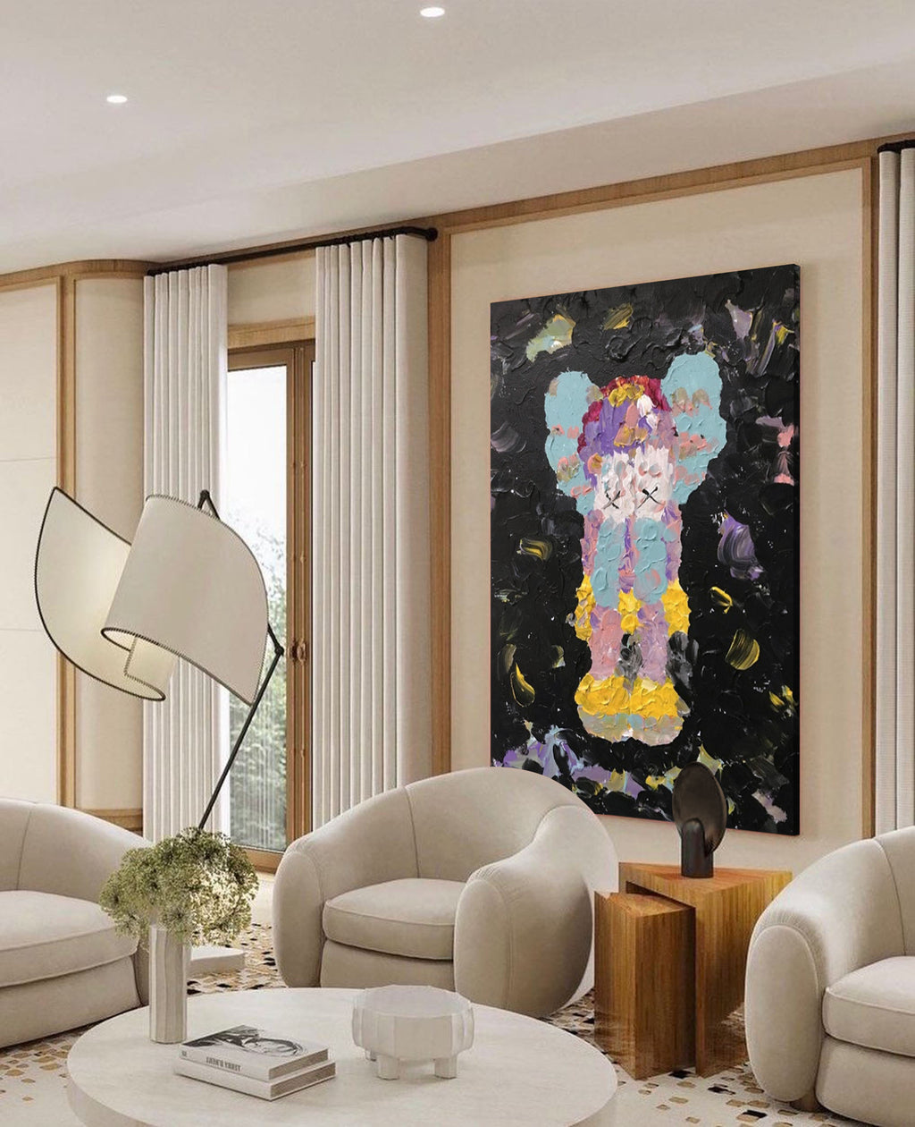 Large Kaws Painting Kaws 3D Textured Wall Paintings Kaws Pop Art Kaws ...
