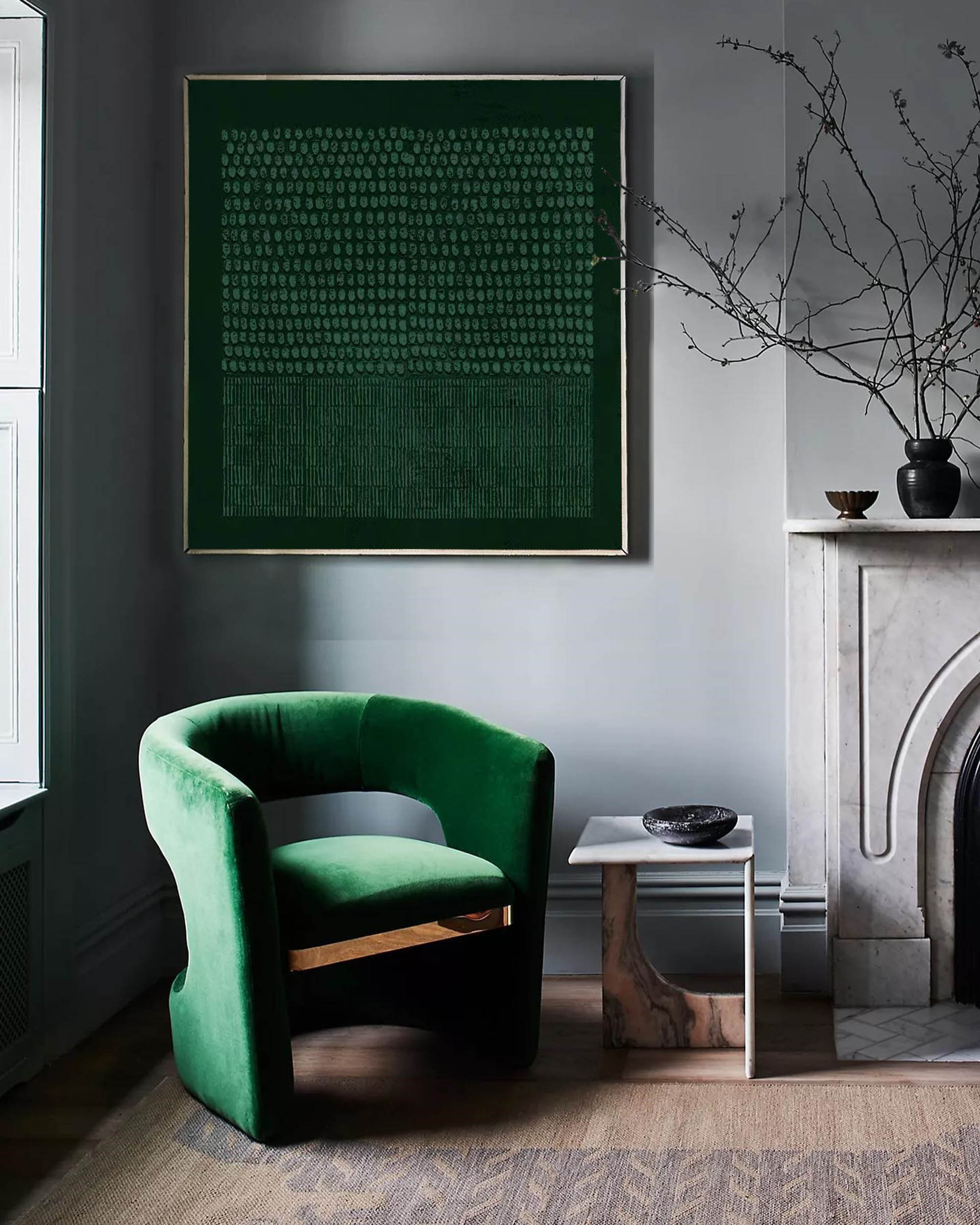 Wabi-Sabi home decor green painting green abstract art canvas green abstract art canvas minimalist painting 3d texture wall art green wall art