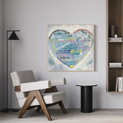 Custom Text Love Canvas Art Texture Love Painting 3D Love Decorative Painting