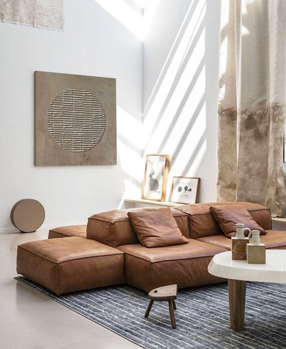 Wabi-Sabi home decor brown wall art brown painting brown abstract art canvas Khaki color Bohemian wall painting 3d texture Earth Tone art