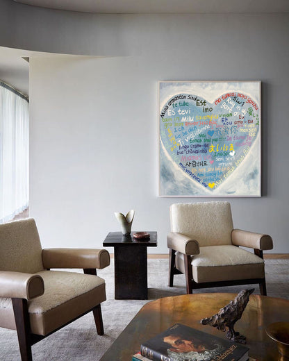 Custom Text Love Canvas Art Texture Love Painting 3D Love Decorative Painting