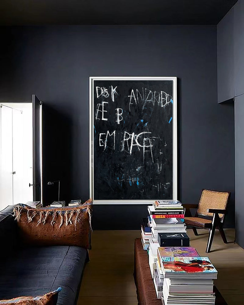 Black Graffiti Artist Abstract Black Graffiti Canvas Wall Art Hand Painted