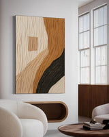 3D Plaster Art Brown 3d Textured Abstract Painting 3D Minimalism Abstract Art Plaster Wall Art