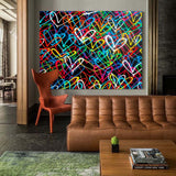 Colorful Hearts Painting Colorful Hearts Texture Wall Art Colorful Hearts Graffiti Canvas Art