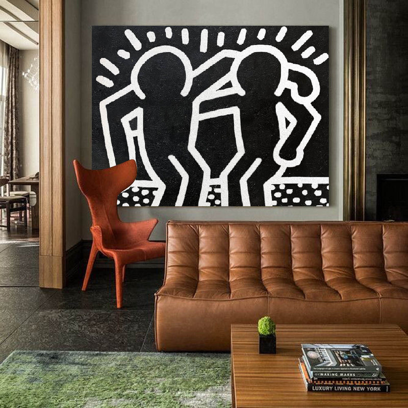 Keith Haring Artwork Large modern wall art Keith Haring Style Abstract Canvas Painting LOVE