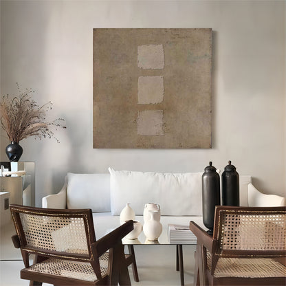 Wabi-Sabi Wall Art Brown Textured Acrylic Abstract Canvas Painting Earth Tone Minimalist Art