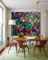 Colorful Hearts Painting Colorful Hearts Texture Wall Art Colorful Hearts Graffiti Canvas Art