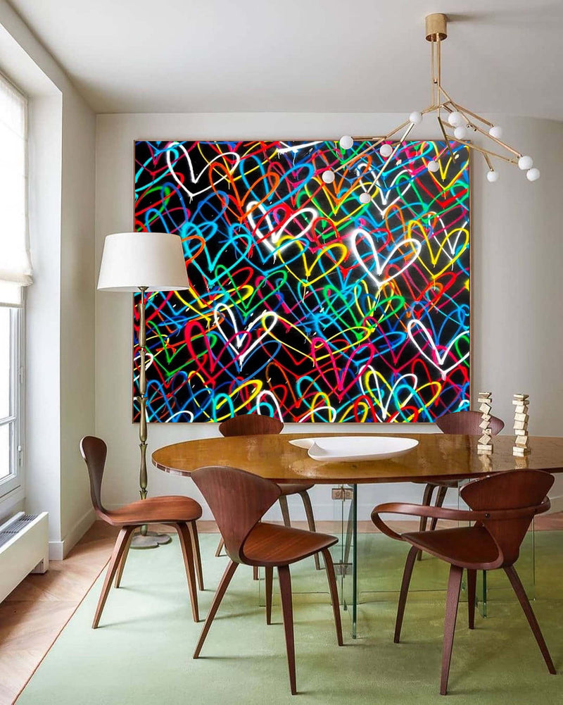 Colorful Hearts Painting Colorful Hearts Texture Wall Art Colorful Hearts Graffiti Canvas Art