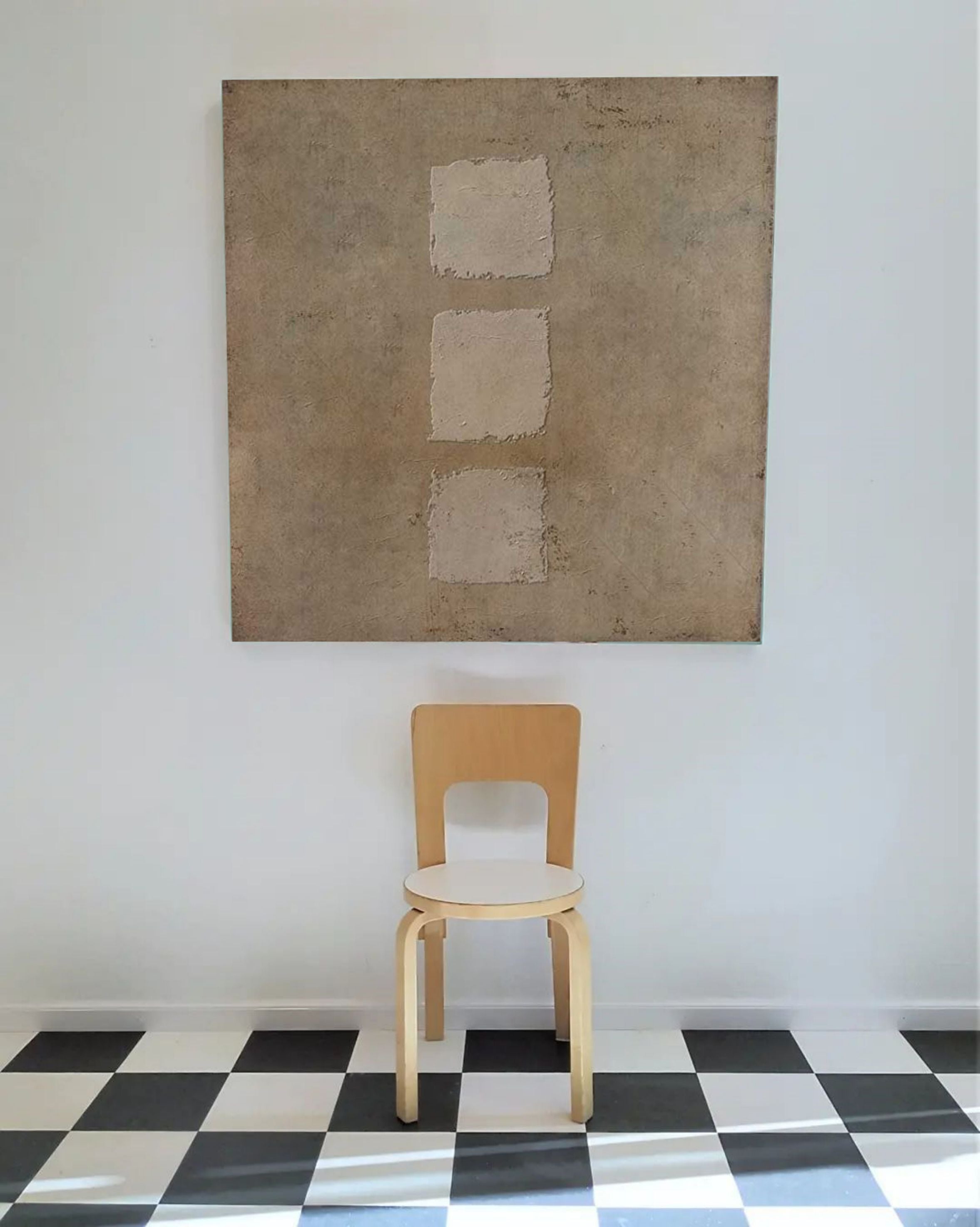 Wabi-Sabi Wall Art Brown Textured Acrylic Abstract Canvas Painting Earth Tone Minimalist Art