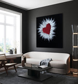 Red Heart Texture Painting Plaste Art LOVE bedroom wall art canvas 